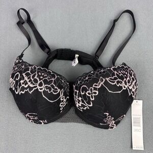 Honeydew Intimates 36C Black Rose Dust Lace Underwire Bra Detachable Straps NWT